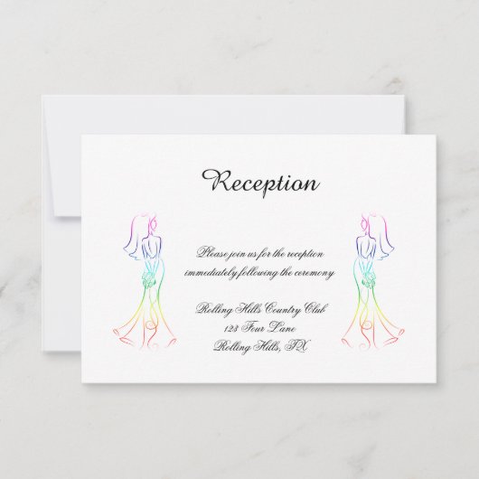 Pastel Rainbow Brides Wedding Empfang Einladung (Vorderseite)