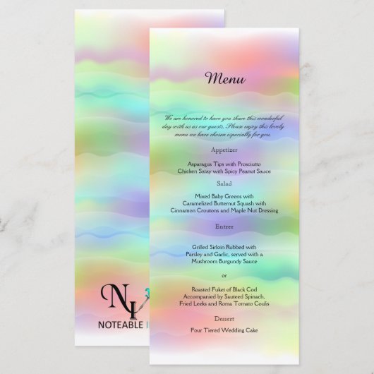 Pastel Rainbow Brides Wedding Menu Menükarte (Vorne/Hinten)