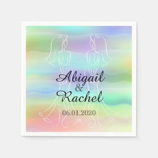 Pastel Rainbow Brides Wedding Napkin Serviette (Vorderseite)