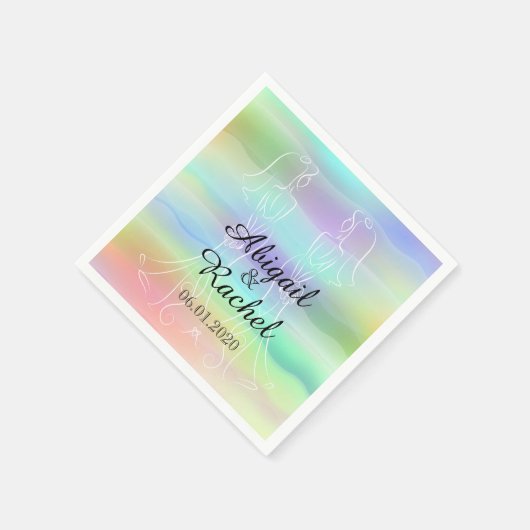 Pastel Rainbow Brides Wedding Napkin Serviette (Ecke)