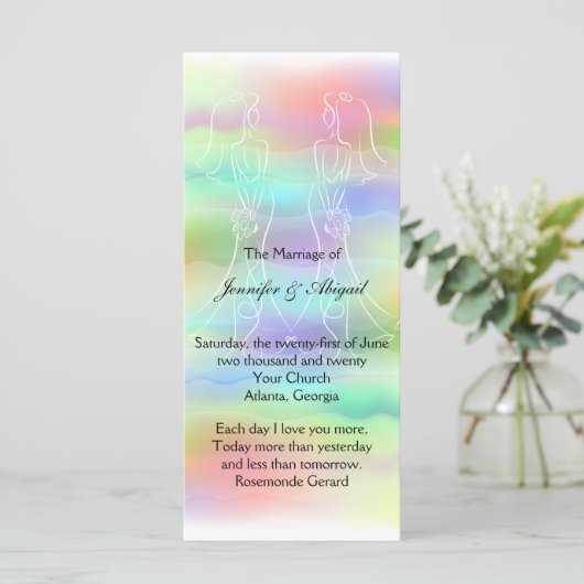 Pastel Rainbow Brides Wedding Program Programm (Stehend Vorderseite)