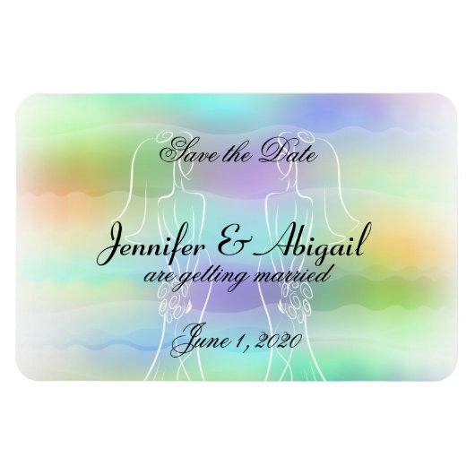 Pastel Rainbow Brides Wedding Save the Date Magnet (Horizontal)