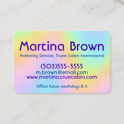 Pastel Rainbow Business Card Visitenkarte (Vorderseite)