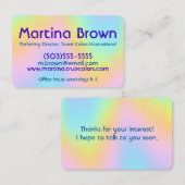 Pastel Rainbow Business Card Visitenkarte (Vorne/Hinten)
