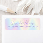 Pastel rainbow calligraphy script return address (Insitu)
