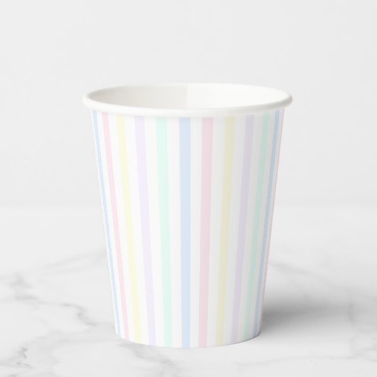 Pastel Rainbow Candy Stripe Retro Pappbecher (Links)