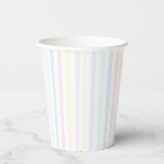 Pastel Rainbow Candy Stripe Retro Pappbecher (Rechts)