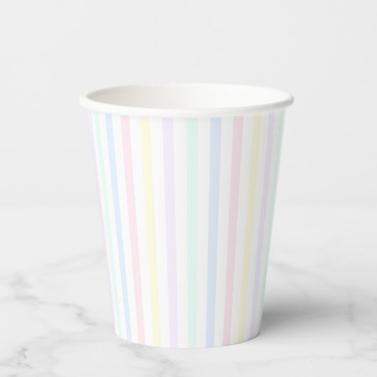 Pastel Rainbow Candy Stripe Retro Pappbecher (Vorderseite)