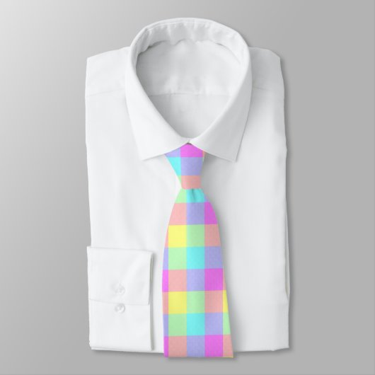 Pastel Rainbow Checkered Krawatte (Gebunden)