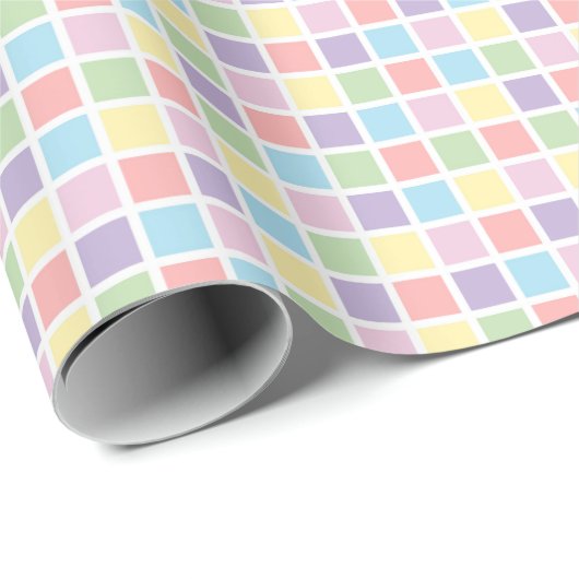 Pastel Rainbow Checkered Squares,Birthday, Baby Geschenkpapier (Rolleneckpunkt)