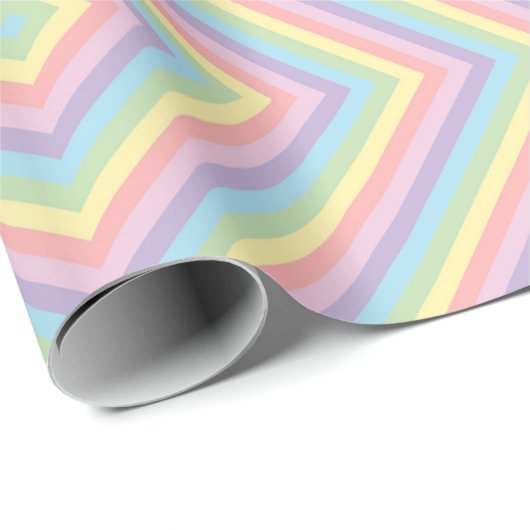 Pastel Rainbow Chevron Stripe Wrapping Paper Geschenkpapier (Rolleneckpunkt)