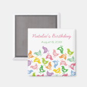 Pastel Rainbow Chicks Kind's Birthday Save the Dat Magnet (Vorderseite/Rückseite)