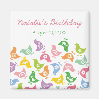 Pastel Rainbow Chicks Kind's Birthday Save the Dat Magnet