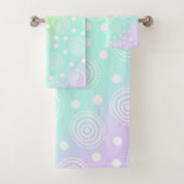 Pastel Rainbow Circles in Circles Badezimmer Handt Badhandtuch Set (Insitu)