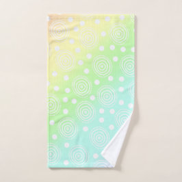 Pastel Rainbow Circles in Circles Badezimmer Handt Badhandtuch Set