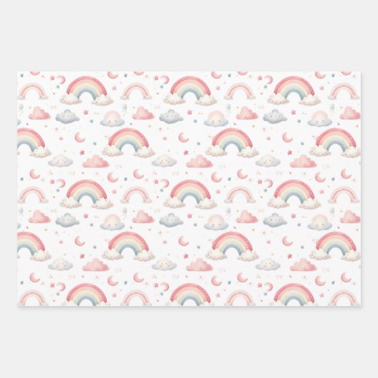 Pastel Rainbow & Cloud Celestial Baby Gift  Geschenkpapier Set (Vorderseite 2)