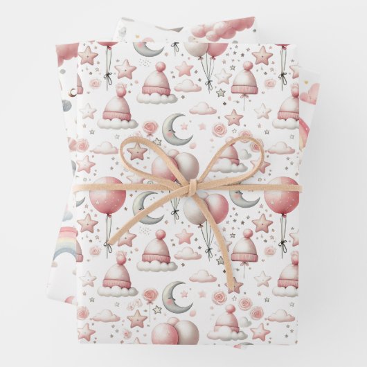 Pastel Rainbow & Cloud Celestial Baby Gift  Geschenkpapier Set (Beispiel)