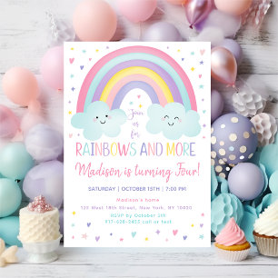 Pastel Rainbow Cloud Girl Einladung