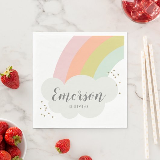 Pastel Rainbow Cloud Kindergeburtstag Serviette (Beispiel)