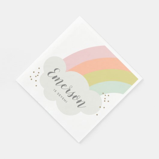 Pastel Rainbow Cloud Kindergeburtstag Serviette (Ecke)