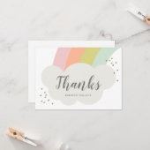 Pastel Rainbow Cloud Kindergeburtstag Vielen Dank Karte (Vorderseite/Rückseite Beispiel)