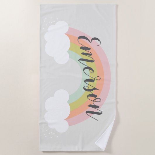 Pastel Rainbow Cloud Niedlich Modern Kids Beach Ha Strandtuch (Vorderseite)