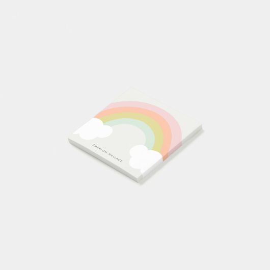 Pastel Rainbow Cloud Niedlich Post-it Klebezettel (angewinkelt)