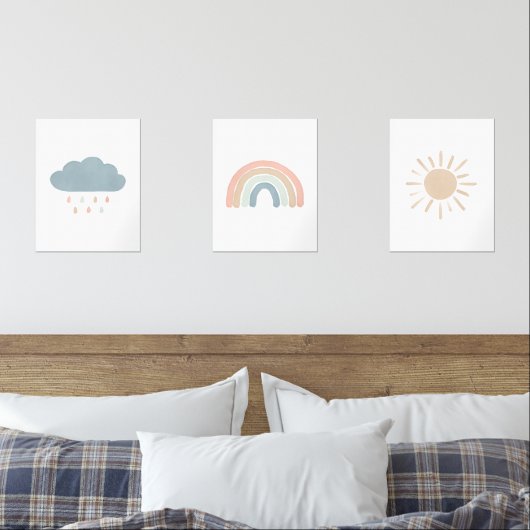 Pastel Rainbow Cloud Sun Girl Kinderzimmer Deco Bilderwand Sets (Schlafzimmer)