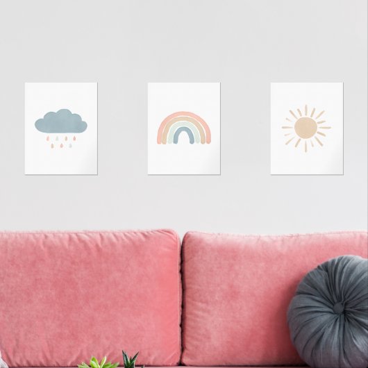Pastel Rainbow Cloud Sun Girl Kinderzimmer Deco Bilderwand Sets (Wohnzimmer)
