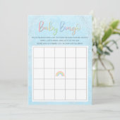 Pastel Rainbow & Clouds Baby Bingo Einladung (Stehend Vorderseite)