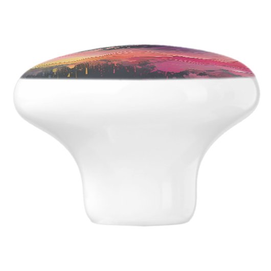 Pastel Rainbow Clouds Custom Keramik Knock Keramikknauf (Seitenansicht)