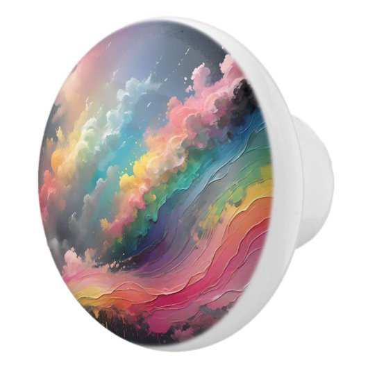 Pastel Rainbow Clouds Custom Keramik Knock Keramikknauf (Rechts)
