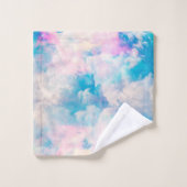 Pastel Rainbow Cloudy Sky Ästhetik Badhandtuch Set (Waschlappen)