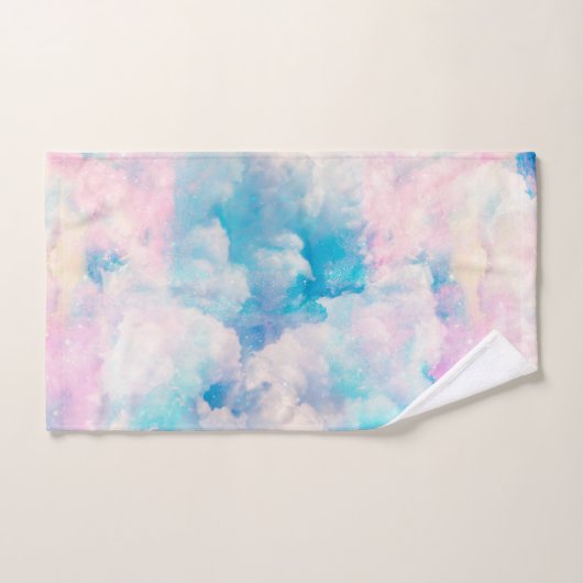 Pastel Rainbow Cloudy Sky Ästhetik Badhandtuch Set (Handtuch)