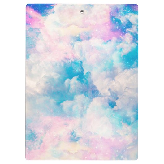 Pastel Rainbow Cloudy Sky Ästhetik Klemmbrett (Rückseite)