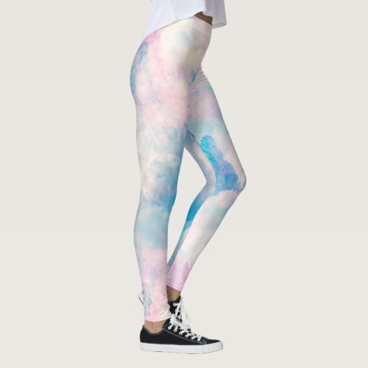 Pastel Rainbow Cloudy Sky Ästhetik Leggings (Rechts)