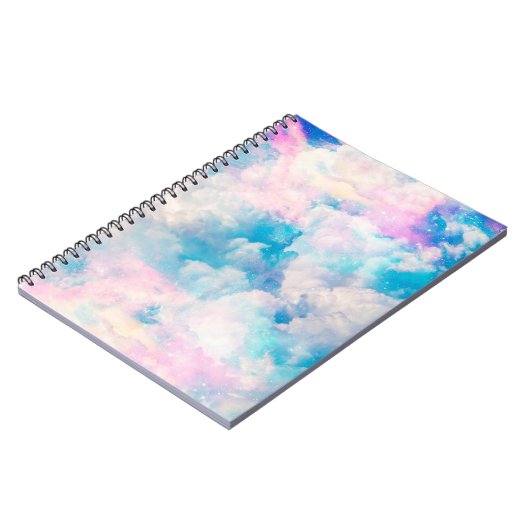 Pastel Rainbow Cloudy Sky Ästhetik Notizblock (Linke Seite)