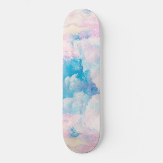 Pastel Rainbow Cloudy Sky Ästhetik Skateboard (Vorderseite)