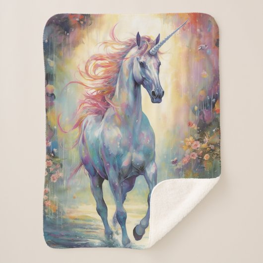 Pastel Rainbow Colored Beautiful Unicorn Sherpadecke (Vorderseite)