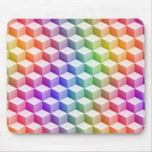 Pastel Rainbow Colored Shaded 3D Look Cubes Mousepad