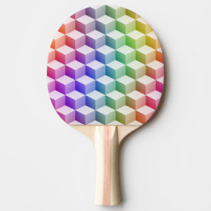 Pastel Rainbow Colored Shaded 3D Look Cubes Tischtennis Schläger