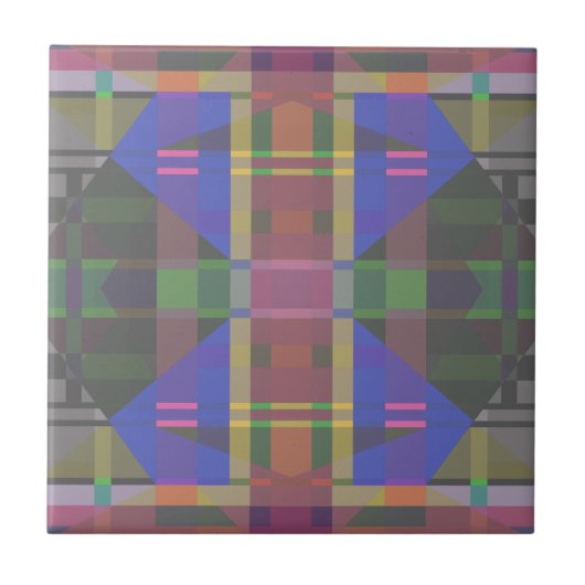 Pastel Rainbow Colorful Geometric Fliese (Vorderseite)