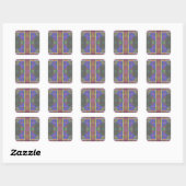 Pastel Rainbow Colorful Geometric Quadratischer Aufkleber (Blatt)