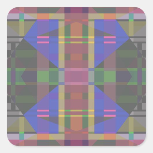 Pastel Rainbow Colorful Geometric Quadratischer Aufkleber (Vorderseite)
