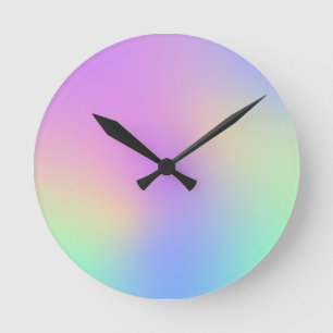 Pastel Rainbow Colors Abstract Blur Gradient Ombre Runde Wanduhr
