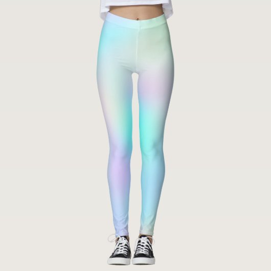 Pastel Rainbow Colors Abstrakt Blur Gradient Ombre Leggings (Vorderseite)