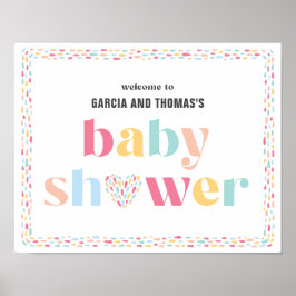 Pastel Rainbow Colors Baby Dusche Begrüßungszeiche Poster