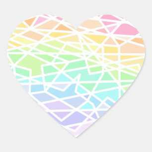 Pastel Rainbow Colors Geometric Heart Sticker