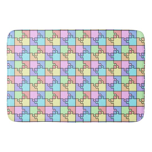 Pastel Rainbow Colour Puzzle Geometric Muster Badematte (Vorderseite)