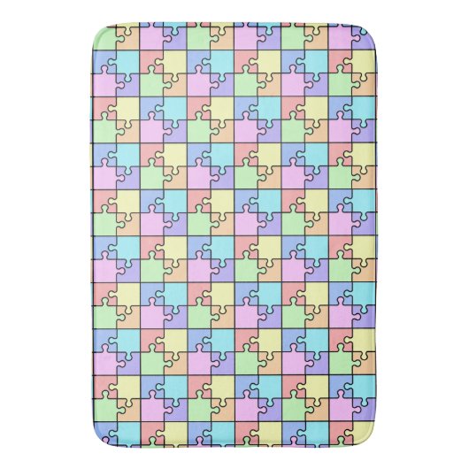Pastel Rainbow Colour Puzzle Geometric Muster Badematte (Vorderseite Vertikal)
